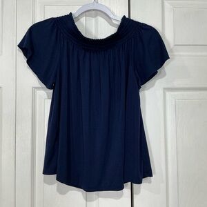 🌷 ELLE Nvyy Blue Short Sleeve Top Shirt Blouse - Size Large